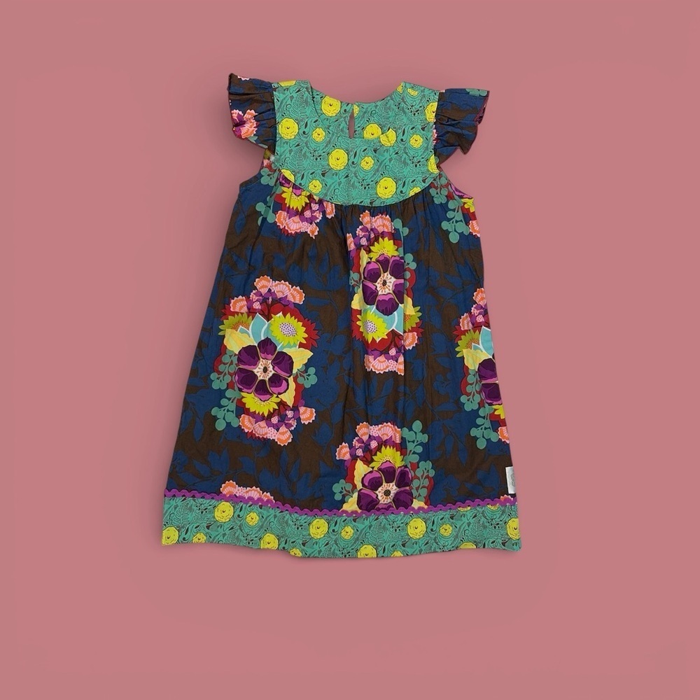 Vtg Swanky Baby Girls Sz L  Floral  Multicolor Cotton Summer Dress 100% Cotton